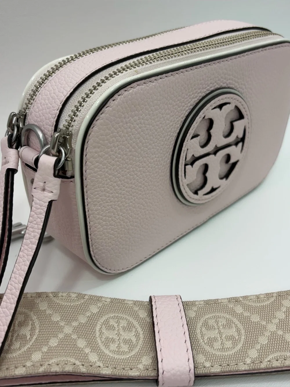 Tory Burch Mini Miller Leather Crossbody Bag Pale Pink
